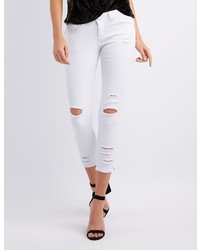 Charlotte Russe Destroyed Cropped Skinny Jeans