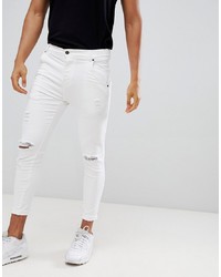 Siksilk Distressed Skinny Fit Jeans In White