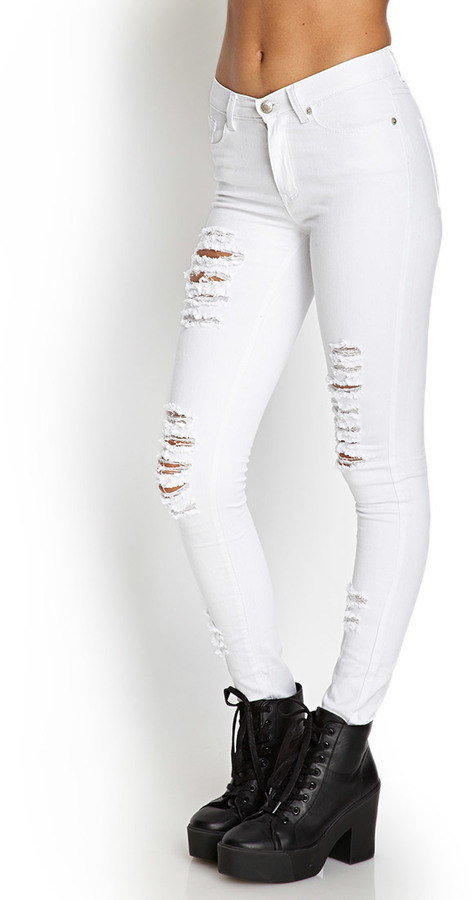 White Ripped Skinny Jeans (3113051)