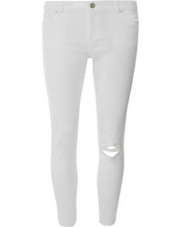 Dorothy Perkins White Knee Rip Ankle Grazer Trousers