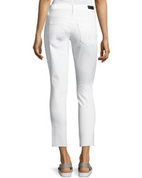 Nicole Miller High Rise Distressed Skinny Jeans White