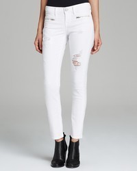 True Religion Jeans Victoria Moto Skinny In Optic White