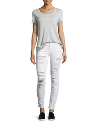 Frame Denim Le Color Rip Skinny Distressed Jeans Winter White