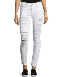 Frame Le Color Rip Skinny Distressed Jeans Winter White