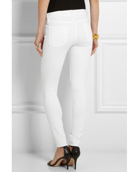 Frame Le Skinny De Jeanne Distressed Mid Rise Jeans White
