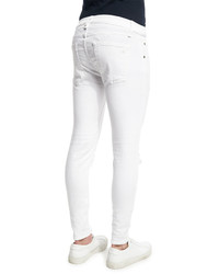 rag & bone Low Rise Distressed Skinny Jeans White