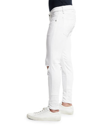 rag & bone Low Rise Distressed Skinny Jeans White