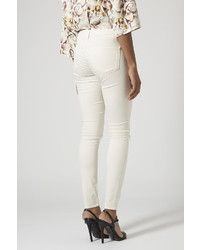 Topshop Moto Winter White Ripped Leigh Jeans