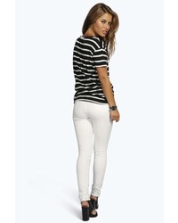 Boohoo Petite Abby High Rise Heavy Ripped Super Skinny Jeans