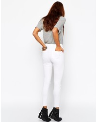 Asos Ridley Jeans Ridley Skinny Ankle Grazer Jeans In White With Rip And Destroy Busts