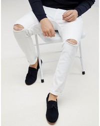 ASOS DESIGN Skinny Jeans In White With Knee Rips