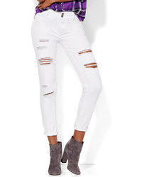 New York & Co. Soho Jeans High Waist Destroyed Superstretch Legging Optic White