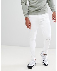 ASOS DESIGN Super Skinny In White With Knee Rips