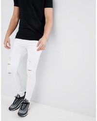 11 Degrees Super Skinny Jeans In White With Distressing