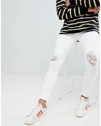 New Look Super Skinny Jeans With Knee Rips In White