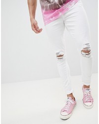Jaded London Super Skinny Jeans With Rips In White