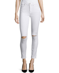 7 For All Mankind The Ankle Skinny Distressed Jeans Clean White 2