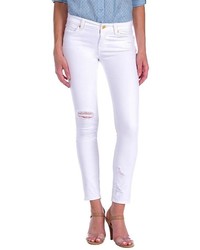 7 For All Mankind The Slim Cigarette In White Destroyed