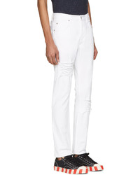 Helmut Lang White Distressed Skinny Jeans
