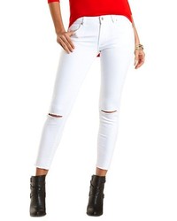 Charlotte Russe White Mid Rise Skinny Jeans