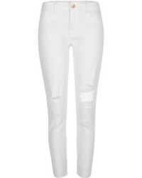 River Island White Ripped Alannah Relaxed Skinny Jeans