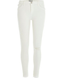 River Island White Ripped Amelie Superskinny Reform Jeans