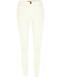 River Island White Ripped Knee Molly Jeggings