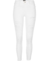River Island White Ripped Molly Jeggings