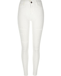 River Island White Super Ripped Molly Jeggings