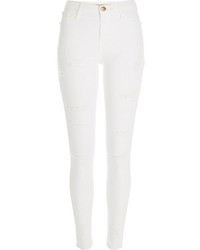 River Island White Super Ripped Molly Jeggings