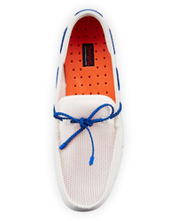 Swims Mesh Rubber Braided Lace Boat Shoe Whiteroyal
