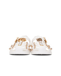 Gucci Off White Studded Jelly Gg Cage Sandals