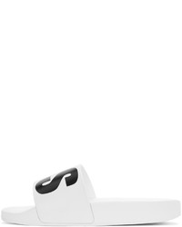 MSGM White Logo Slide Sandals
