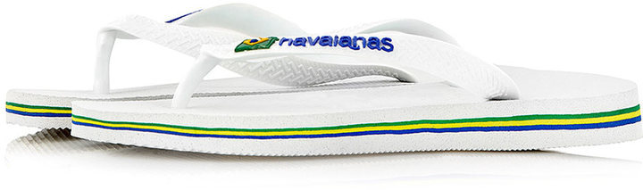 Havaianas brasil logo flip flops in blue and white