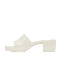 Gucci Off White Rubber Slide Heeled Sandals