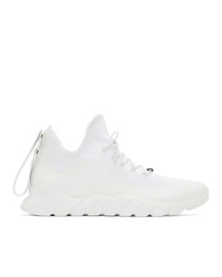 Fendi White Tech Knit High Top Sneakers