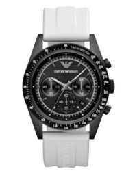 Emporio Armani Watch Chronograph White Rubber Strap 43mm Ar6112