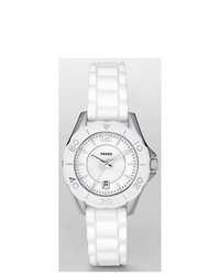 Fossil Es2932 White Rubber Quartz Watch With White Dial