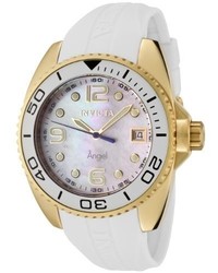 Invicta 0484 Angel Collection 18k Gold Plated White Rubber Watch