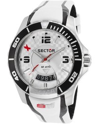 Sector Jorge Lorenzo 99 White Leather And Black Rubber Silver Tone Dial