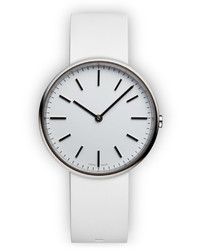 Uniform Wares M37 Two Hand Watch In Polished Steel With White Nitrile Rubber Strap