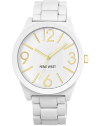 Nine West Matte White Rubberized Adjustable Bracelet Watch 42mm Nw 1678wtwt