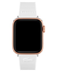 Lacoste Petit Pique Silicone Apple Watch Watchband In White At Nordstrom