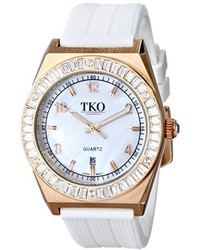 Rosegold Tko Orlogi Tk580 Wt Royale Clear Crystal White Rubber Strap Watch