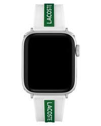 Lacoste Striping Silicone Apple Watch Watchband In White At Nordstrom