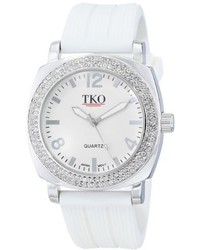 Swarovski Tko Orlogi Tk612 Wt Milano Crystal Accented Watch With White Rubber Band