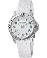 Wenger Swiss Squadron Lady White Silicone Rubber Strap Watch 36mm 0121104