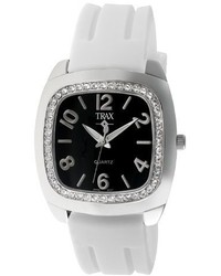 Trax Tr1740 Bw Malibu Fun White Rubber Black Dial Crystal Watch