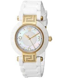 Versace 92qcp11d497 S001 Reve 14k Yellow Gold Ion Plated Watch With White Rubber Band