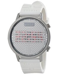 Versus By Versace 3c70800000 Hollywood Digital Silver Dial With Crystals White Rubber Watch